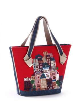 Брендова сумка з вышивкою, модель 170264 червоний-т.синій. Зображення товару, вид збоку.