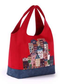 Молодіжна сумка з вышивкою, модель 170274 червоний-т.синій. Зображення товару, вид збоку.