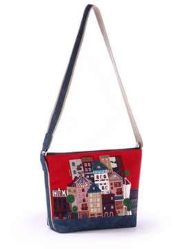 Літня сумка з вышивкою, модель 170294 червоний-т.синій. Зображення товару, вид спереду.
