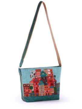 Літня сумка з вышивкою, модель 170295 бірюзовий-зеленый. Зображення товару, вид спереду.