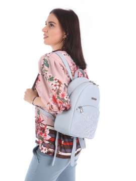 Стильний рюкзак з вышивкою, модель 180116 сіро-блакитний. Зображення товару, вид збоку.