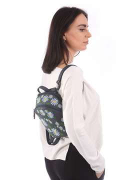 Літній міні-рюкзак з вышивкою, модель 180012 синій. Зображення товару, вид збоку.