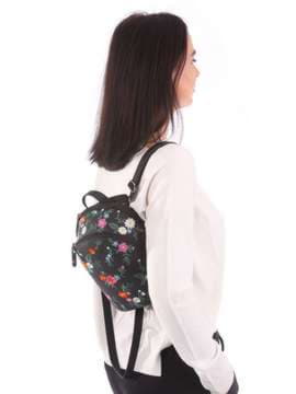 Модний міні-рюкзак з вышивкою, модель 180014 чорний. Зображення товару, вид збоку.