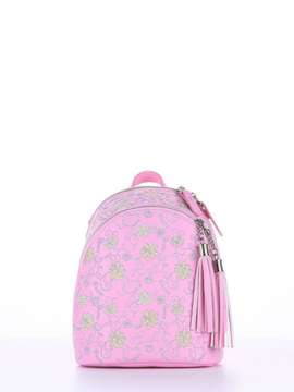 Літній міні-рюкзак з вышивкою, модель 180145 рожевий. Зображення товару, вид спереду.