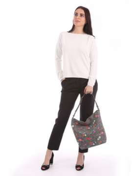 Жіноча сумка з вышивкою, модель 180006 сірий. Зображення товару, вид збоку.