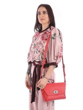 Модна сумка маленька з вышивкою, модель 180123 червоний. Зображення товару, вид збоку.