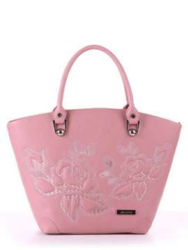 Молодіжна сумка з вышивкою, модель 180104 пудрово-рожевий. Зображення товару, вид спереду.