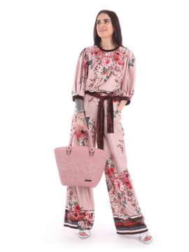 Молодіжна сумка з вышивкою, модель 180104 пудрово-рожевий. Зображення товару, вид збоку.