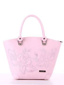 Літня сумка з вышивкою, модель 180105 св. рожевий. Зображення товару, вид спереду.
