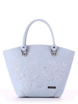 Літня сумка з вышивкою, модель 180106 сіро-блакитний. Зображення товару, вид спереду.