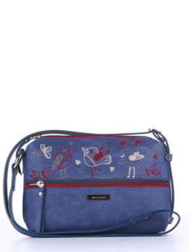 Літня сумка через плече з вышивкою, модель 180222 синій. Зображення товару, вид спереду.