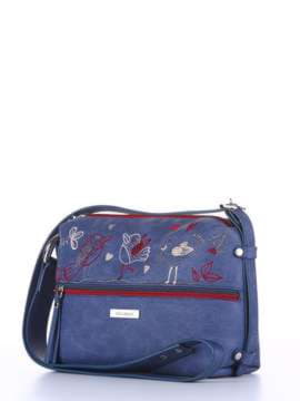 Літня сумка через плече з вышивкою, модель 180222 синій. Зображення товару, вид збоку.