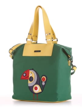 Стильна сумка з вышивкою, модель 190053 зелений. Зображення товару, вид збоку.