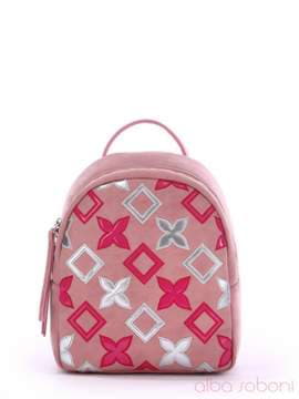 Літній рюкзак з вышивкою, модель 170151 рожевий. Зображення товару, вид спереду.