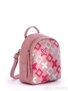 Літній рюкзак з вышивкою, модель 170151 рожевий. Зображення товару, вид збоку.
