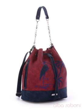 Брендовий рюкзак з вышивкою, модель 170212 бордо-темно-синій. Зображення товару, вид збоку.