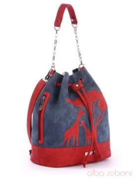 Літній рюкзак з вышивкою, модель 170215 синьо-червоний. Зображення товару, вид збоку.