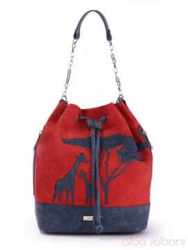 Літній рюкзак з вышивкою, модель 170216 червоно-синій. Зображення товару, вид спереду.