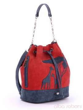 Літній рюкзак з вышивкою, модель 170216 червоно-синій. Зображення товару, вид збоку.