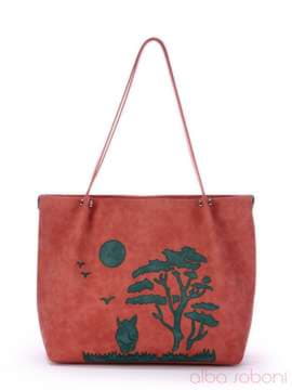Стильна сумка з вышивкою, модель 170204 персиковий. Зображення товару, вид спереду.