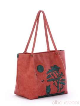 Стильна сумка з вышивкою, модель 170204 персиковий. Зображення товару, вид збоку.