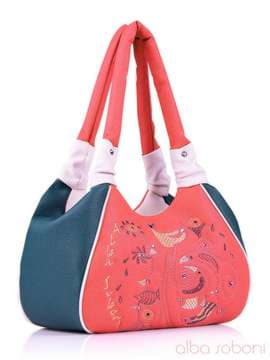Молодіжна сумка з вышивкою, модель 130795 червоний. Зображення товару, вид збоку.