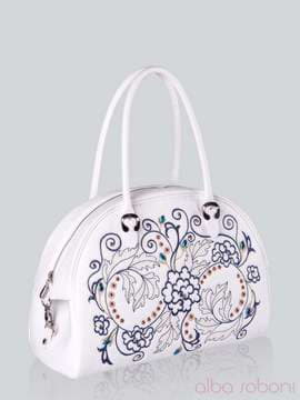 Молодіжна сумка - саквояж з вышивкою, модель 141211 білий. Зображення товару, вид збоку.
