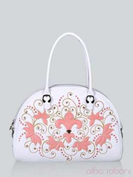 Літня сумка - саквояж з вышивкою, модель 141213 білий. Зображення товару, вид спереду.