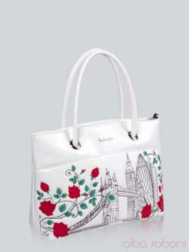 Модна сумка з вышивкою, модель 141141 білий. Зображення товару, вид збоку.