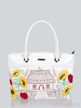 Стильна сумка з вышивкою, модель 141143 білий. Зображення товару, вид спереду.