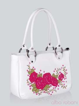 Літня сумка з вышивкою, модель 141162 білий. Зображення товару, вид збоку.