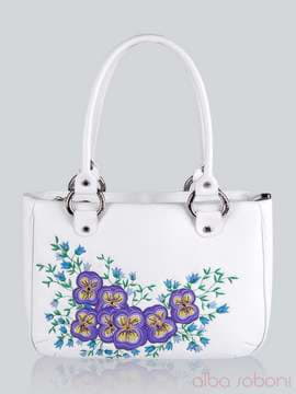 Літня сумка з вышивкою, модель 141163 білий. Зображення товару, вид спереду.
