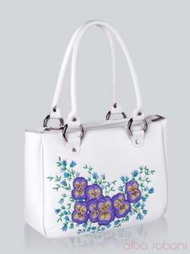 Літня сумка з вышивкою, модель 141163 білий. Зображення товару, вид збоку.