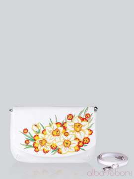 Літня сумка з вышивкою, модель 141180 білий. Зображення товару, вид спереду.