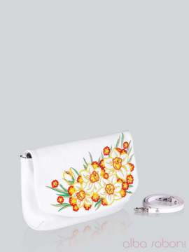 Літня сумка з вышивкою, модель 141180 білий. Зображення товару, вид збоку.