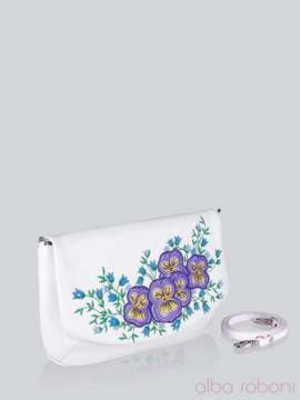Стильна сумка з вышивкою, модель 141183 білий. Зображення товару, вид збоку.