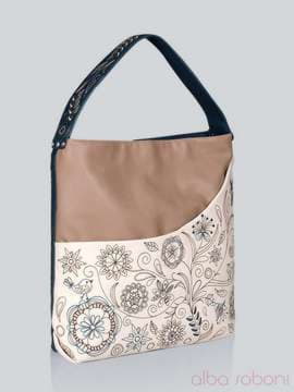 Стильна сумка з вышивкою, модель 141190 коричнево-чорний. Зображення товару, вид збоку.