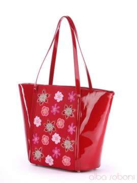 Брендова сумка з вышивкою, модель 170031 червоний. Зображення товару, вид збоку.