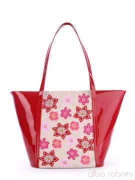 Брендова сумка з вышивкою, модель 170032 червоно-бежевий. Зображення товару, вид спереду.