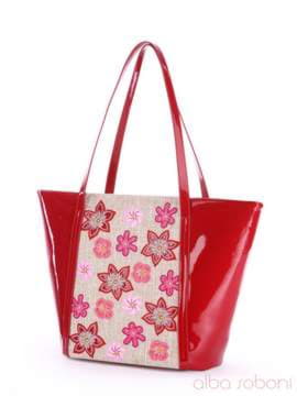 Брендова сумка з вышивкою, модель 170032 червоно-бежевий. Зображення товару, вид збоку.