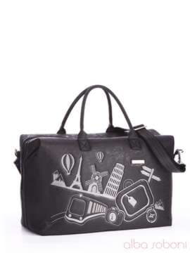 Молодіжна сумка з вышивкою, модель 162805 чорний. Зображення товару, вид спереду.