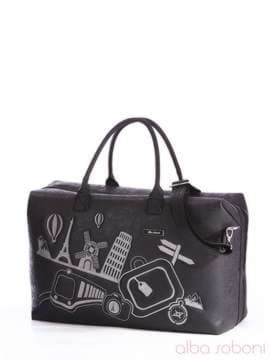 Молодіжна сумка з вышивкою, модель 162805 чорний. Зображення товару, вид збоку.