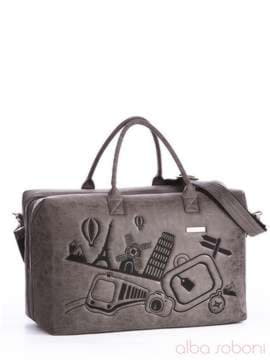 Стильна сумка з вышивкою, модель 162806 сірий. Зображення товару, вид спереду.