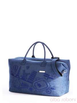 Жіноча сумка з вышивкою, модель 162808 синій. Зображення товару, вид збоку.