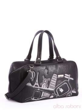 Молодіжна сумка з вышивкою, модель 162815 чорний. Зображення товару, вид спереду.