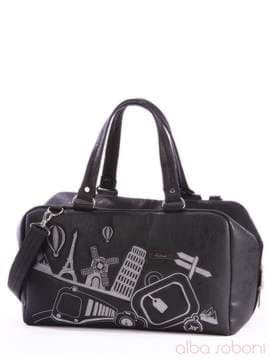 Молодіжна сумка з вышивкою, модель 162815 чорний. Зображення товару, вид збоку.