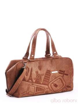 Модна сумка з вышивкою, модель 162817 коричневий. Зображення товару, вид спереду.
