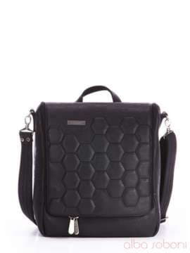Брендова сумка з вышивкою, модель 162820 чорний. Зображення товару, вид спереду.
