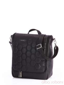 Брендова сумка з вышивкою, модель 162820 чорний. Зображення товару, вид збоку.