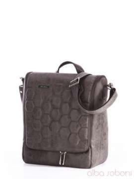 Модна сумка з вышивкою, модель 162821 сірий. Зображення товару, вид збоку.